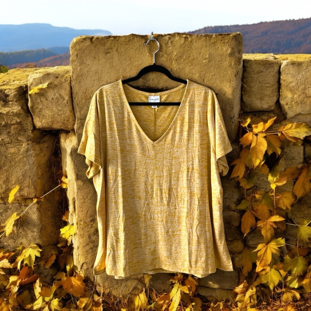 Ava & Viv Heather Yellow Knit Top